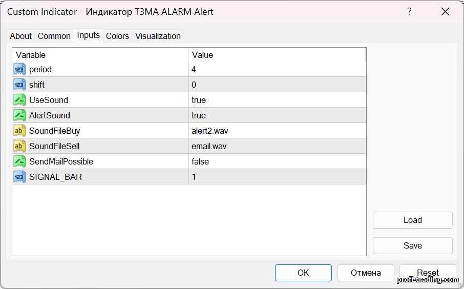 Configurações do indicador de alerta T3MA ALARM Configurações do indicador de alerta T3MA ALARM