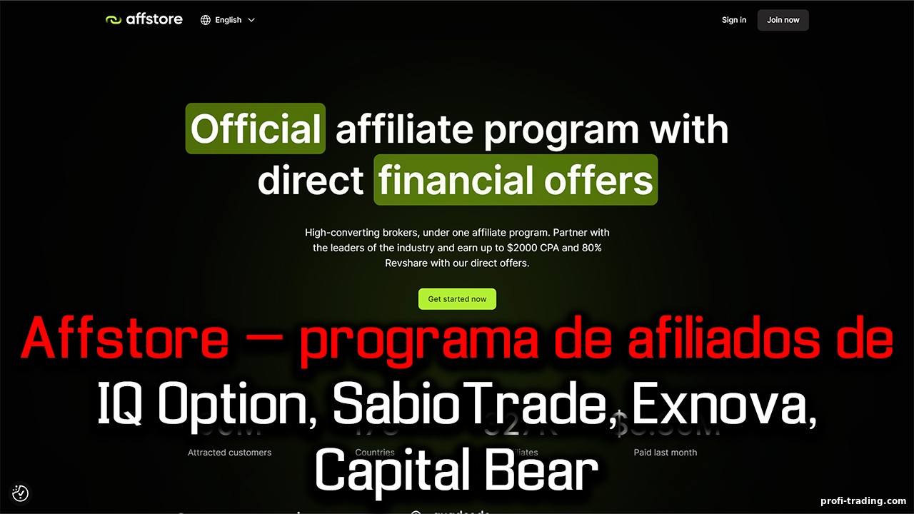 Affstore – programa de afiliados IQ Option, SabioTrade, Exnova, Capital Bear