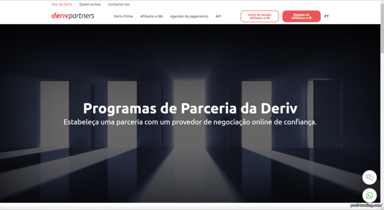 site oficial do programa de parceria Deriv Partners