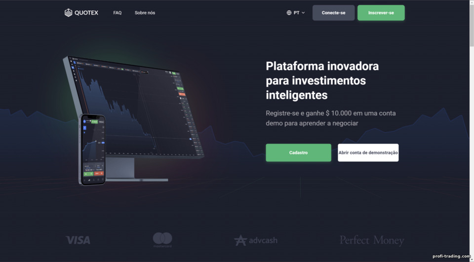 Site oficial da corretora de opções binárias Quotex