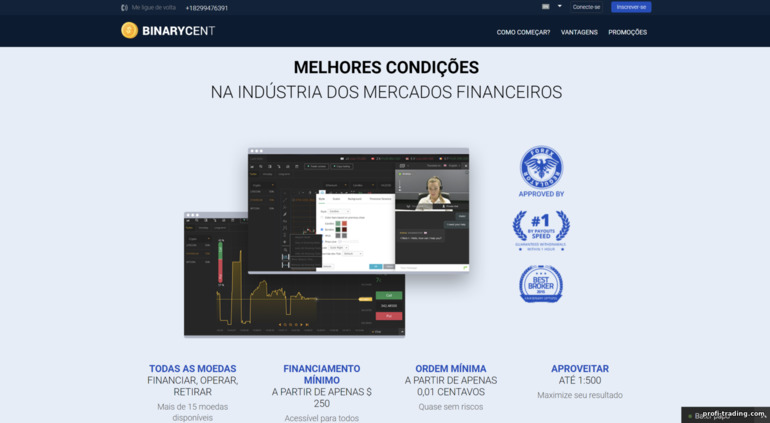 condições de negociação na corretora Binarycent