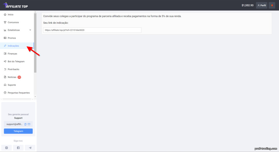 programa de sub-afiliados no site Affiliate Top