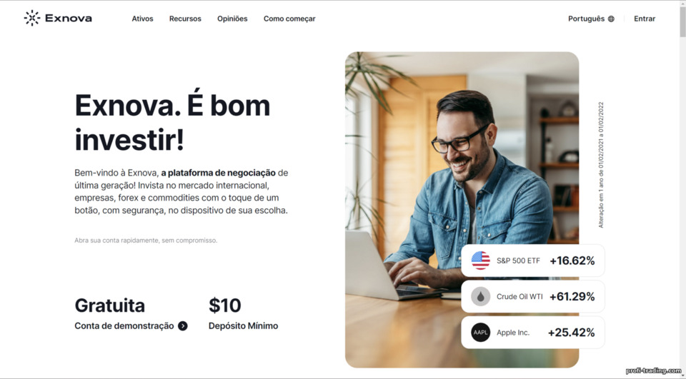 Site oficial da corretora de opções binárias e CFD Exnova