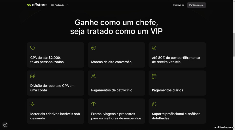 Prós e benefícios do programa de afiliados Affstore