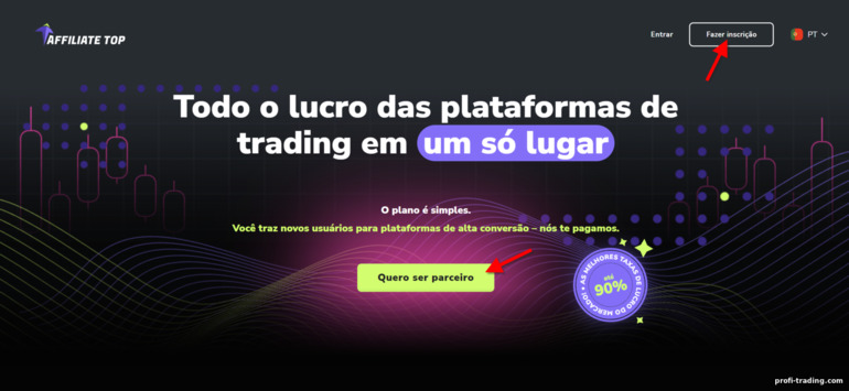 registrando uma conta de afiliado no Affiliate Top