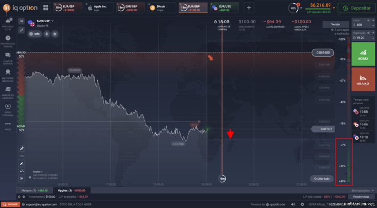 Opção abaixo com riscos mínimos em Opções de FX na corretora IQ Option