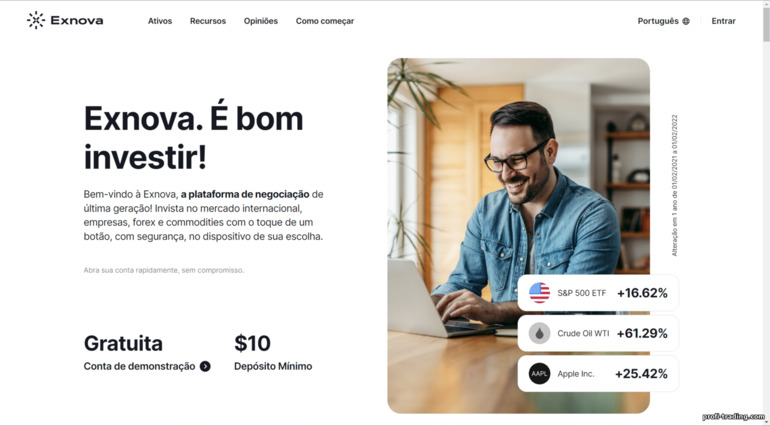 Site oficial da corretora de opções binárias e CFD Exnova