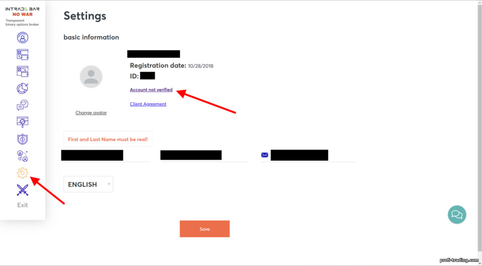 Verificando sua conta com a corretora Intrade Bar