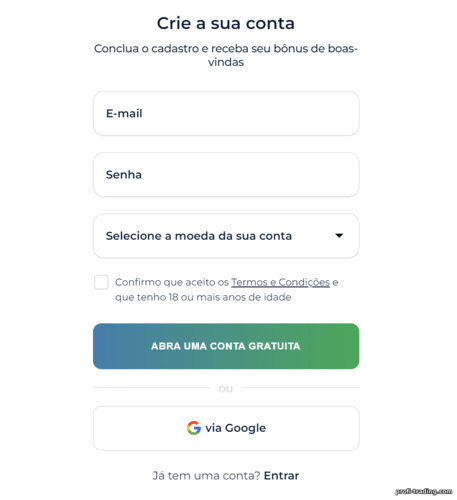 registrar uma conta de negociação na corretora Binarium
