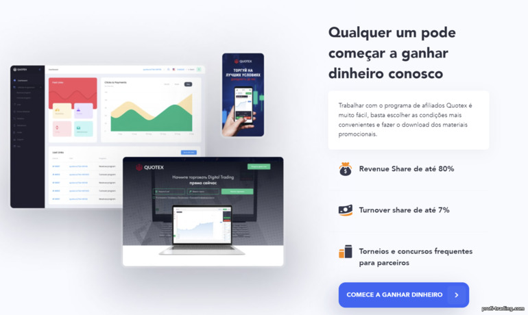 Ofertas e pagamentos do programa de afiliados Quotex