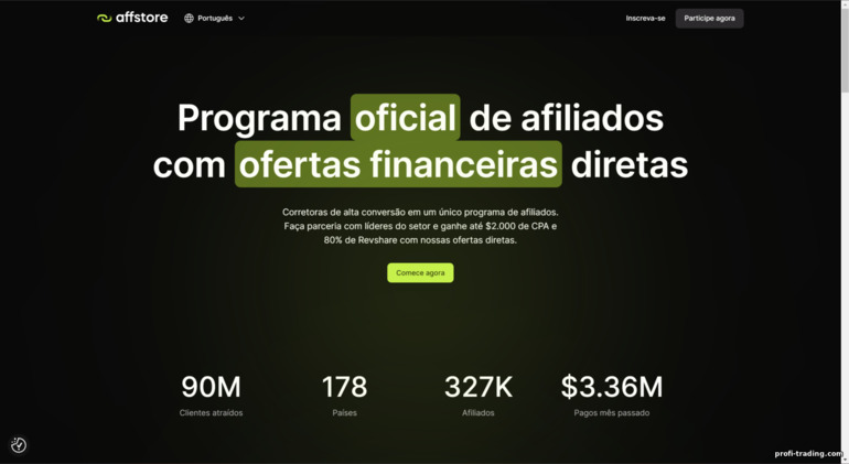 site oficial do programa de parceria AffStore