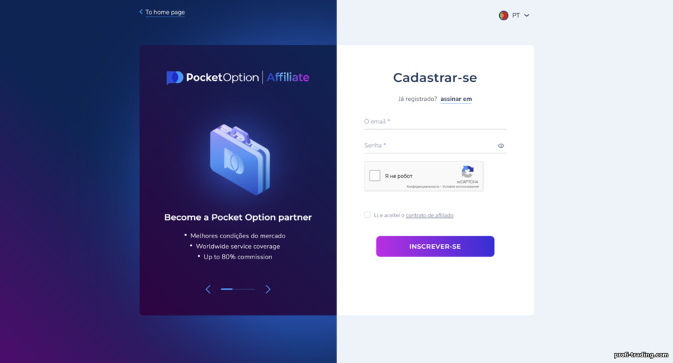 formulário de registro para uma nova conta de afiliado Pocket Option formulário de registro para uma nova conta de afiliado Pocket Option