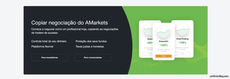 copiando negociações da corretora AMarkets