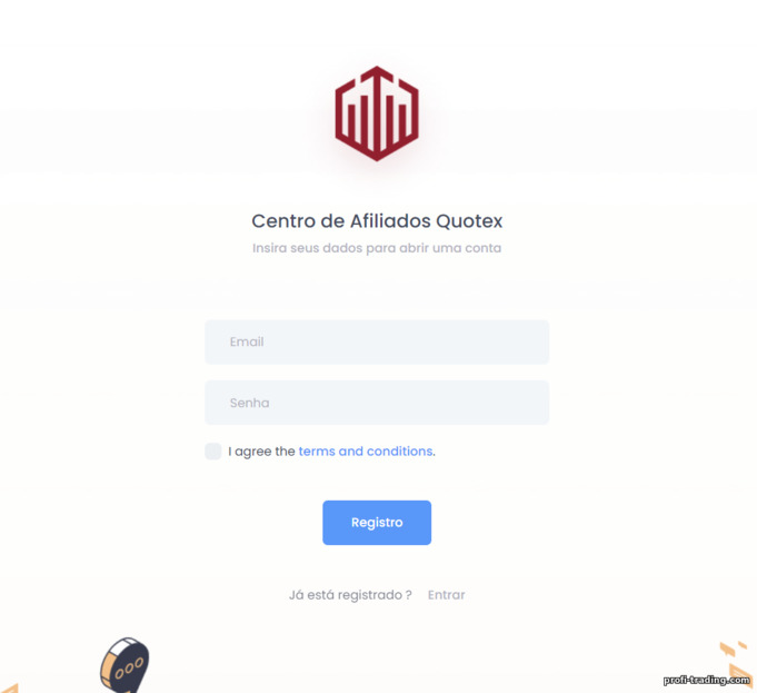 Registrando-se no Programa de Afiliados Quotex