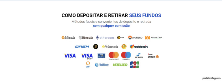 métodos de depósito e retirada de fundos do corretor Binarycent