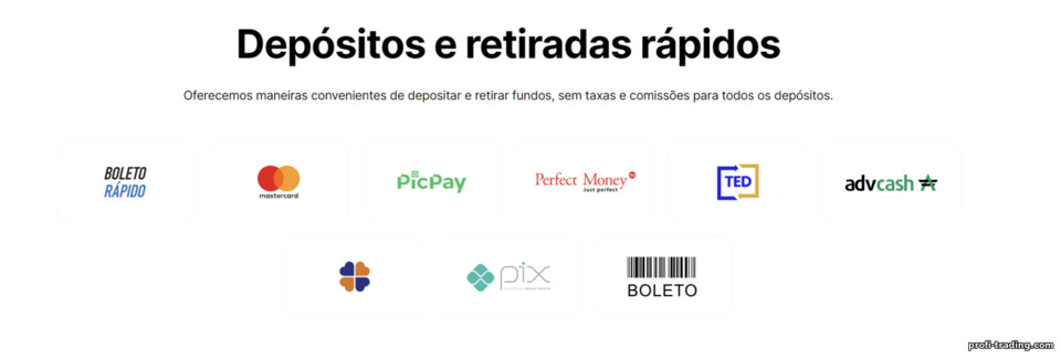 Um grande número de maneiras de depositar e sacar fundos da corretora Exnova