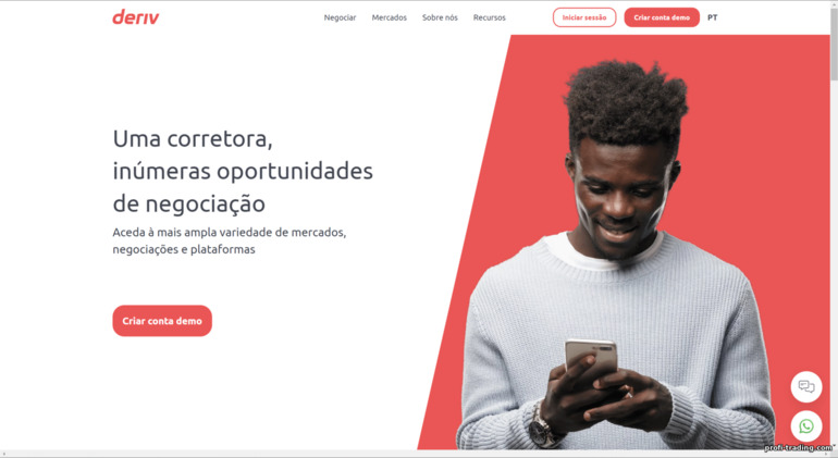 site oficial da corretora Deriv