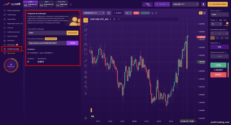 Indicação de corretor IQcent ou programa de afiliados