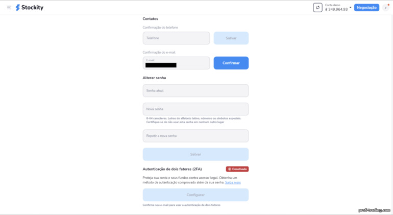 protegendo sua conta com o corretor Stockity