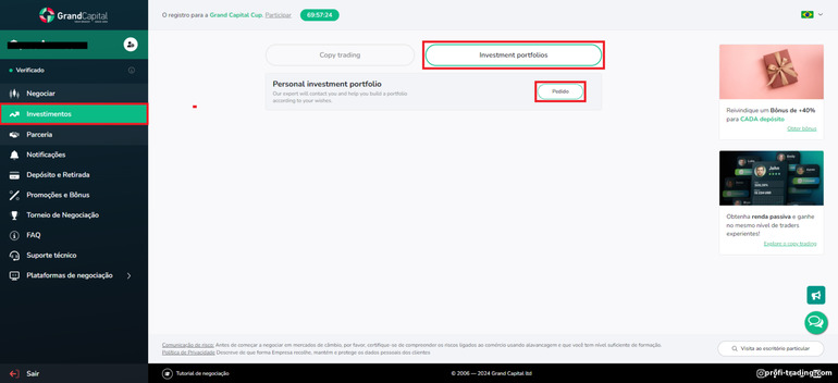 abra uma carteira de investimentos com a corretora forex Grand Capital