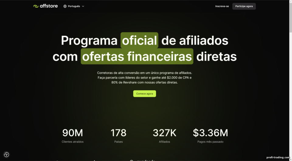 Site oficial do programa de afiliados dos principais corretores Affstore