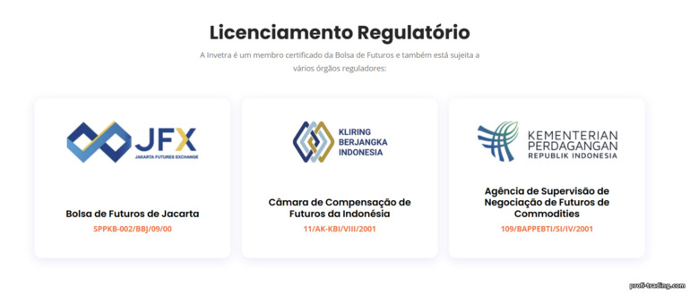 Regulação e licenças da corretora Invetra