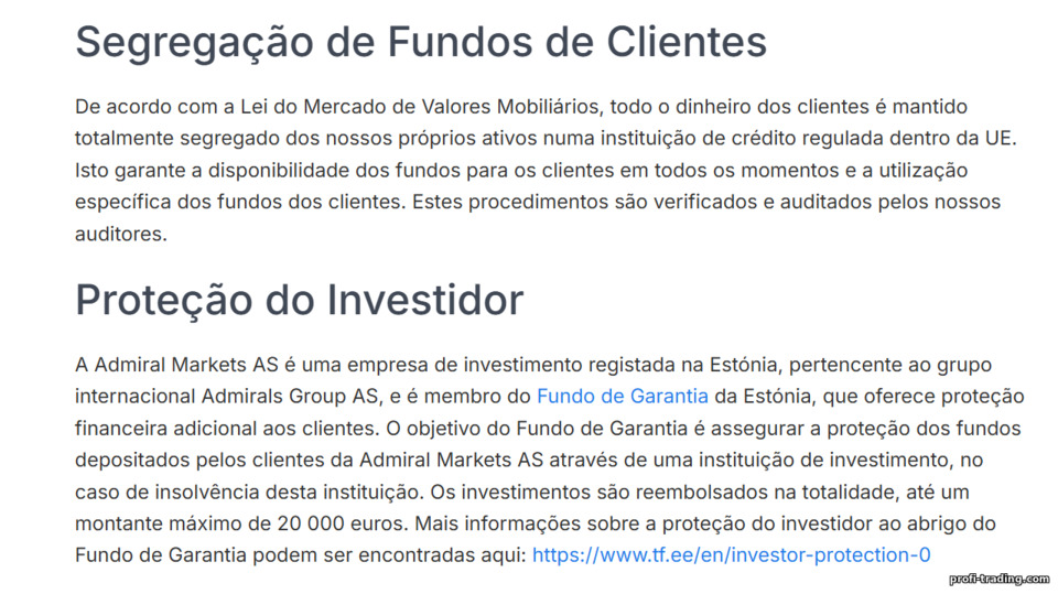Admirals: proteção de fundos Admirals: proteção de fundos