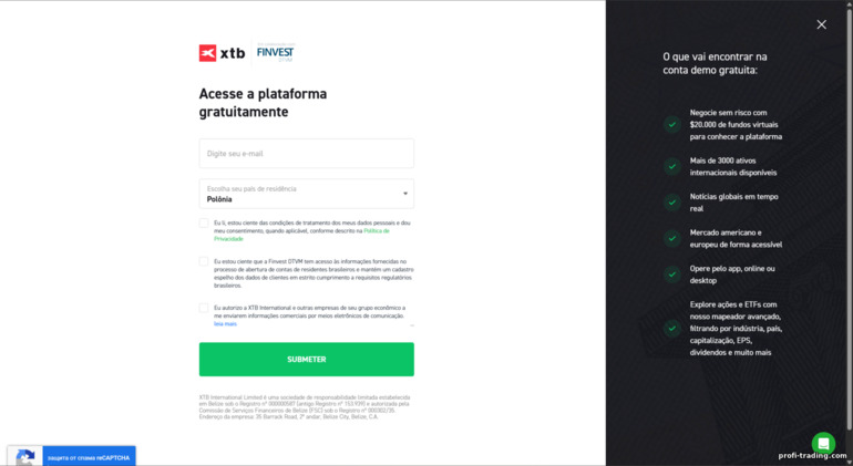 XTB: registrar nova conta de negociação