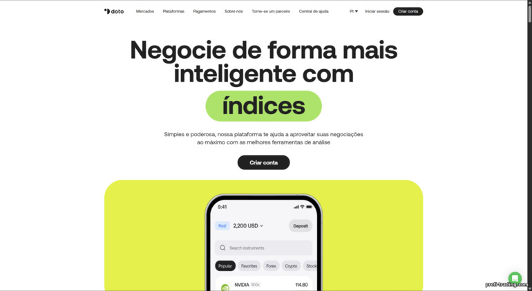 Site oficial da corretora Doto
