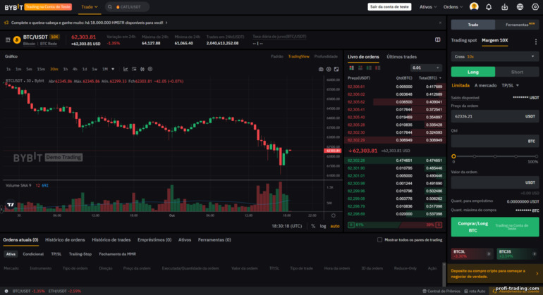 Recurso de Negociação Demo no ByBit