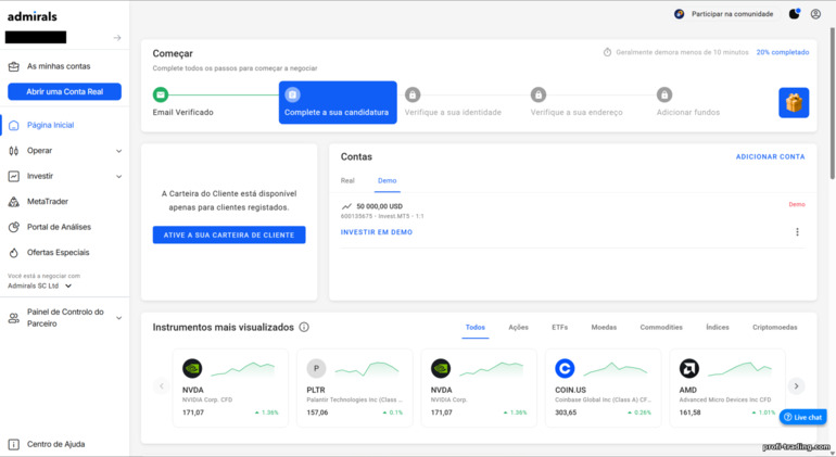Admirals: conta de negociação Admirals: conta de negociação