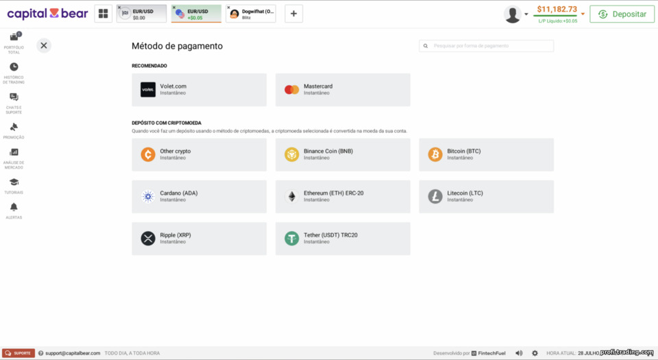 Métodos de depósito na conta Capital Bear Métodos de depósito na conta Capital Bear