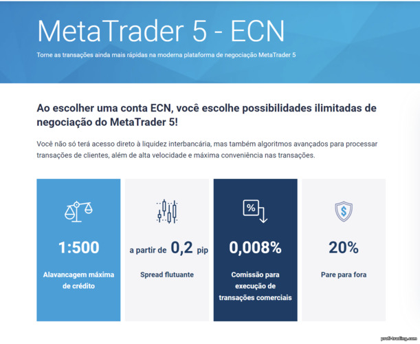 Condições de Negociação no MT5 do TeleTrade