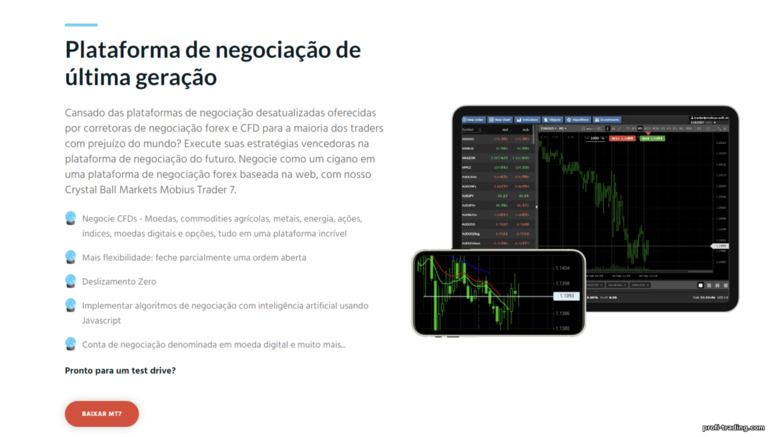 Negociação Móvel com Crystal Ball Markets