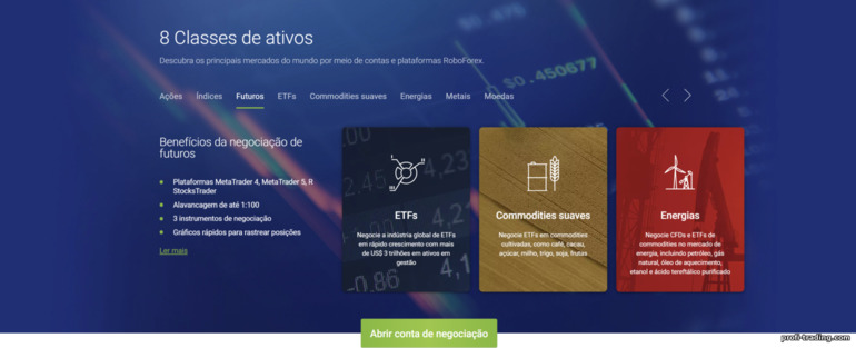 Diversos Ativos para Negociação no RoboForex