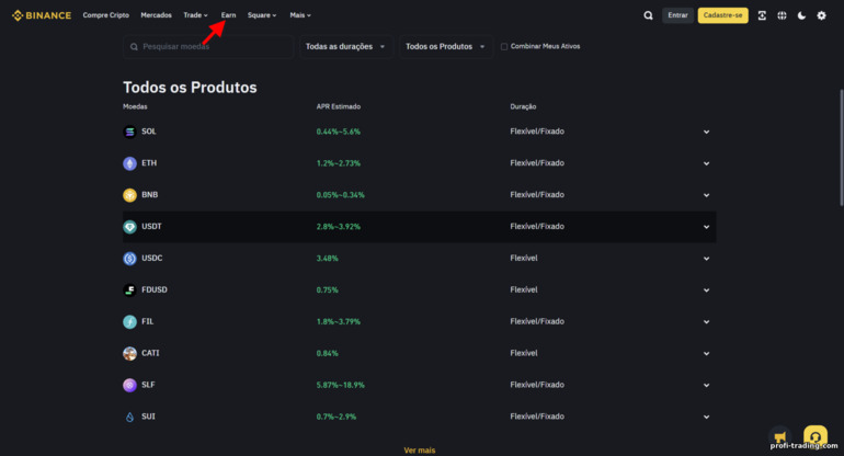 Programa Binance Earn