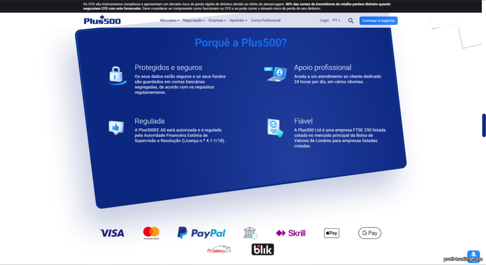 Plus500: confiança e confiabilidade