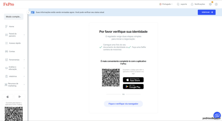 Verificação de Conta FXPro