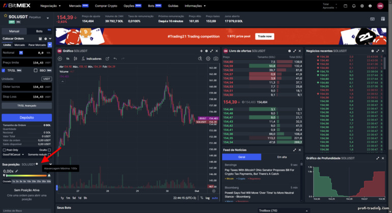 Configurações de Alavancagem no BitMex