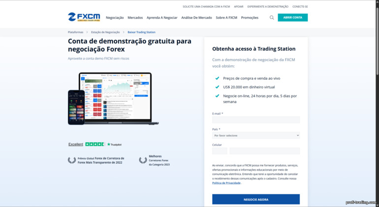 FXCM: configuração de conta demo FXCM: configuração de conta demo