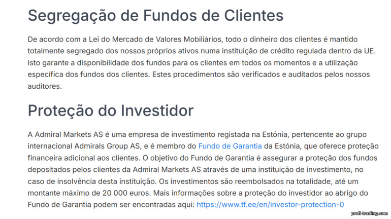 Admirals: proteção de fundos Admirals: proteção de fundos