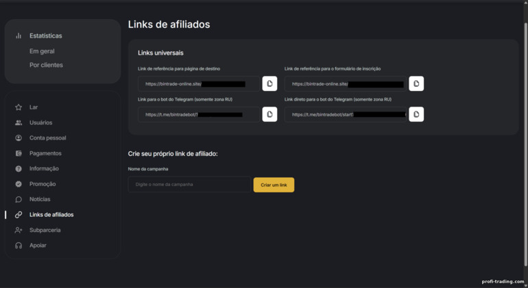 Afiliados BinTrade: links de afiliado
