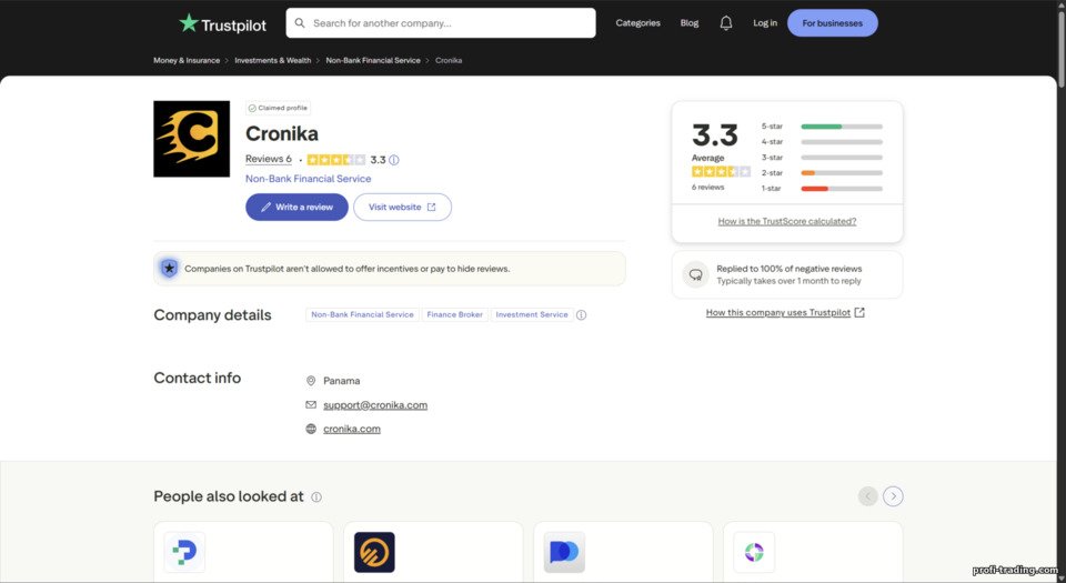 Avaliação da Cronika Broker no Trustpilot Avaliação da Cronika Broker no Trustpilot