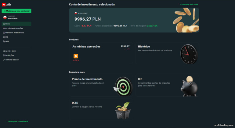 XTB: conta de negociação