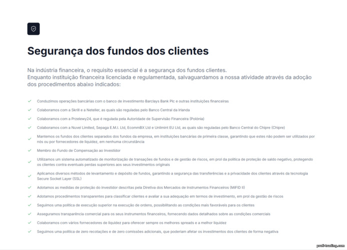 Proteção de fundos de clientes da XM Proteção de fundos de clientes da XM