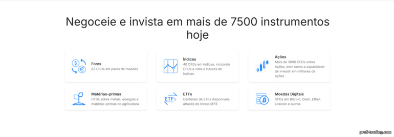 Admirals: variedade de ativos Admirals: variedade de ativos