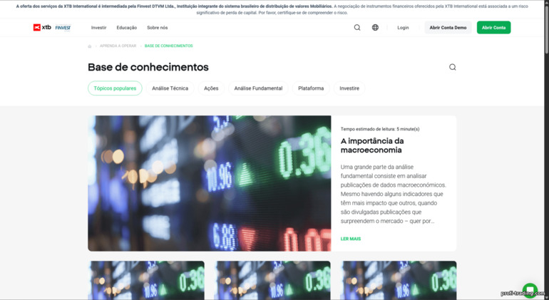 XTB: educação em trading