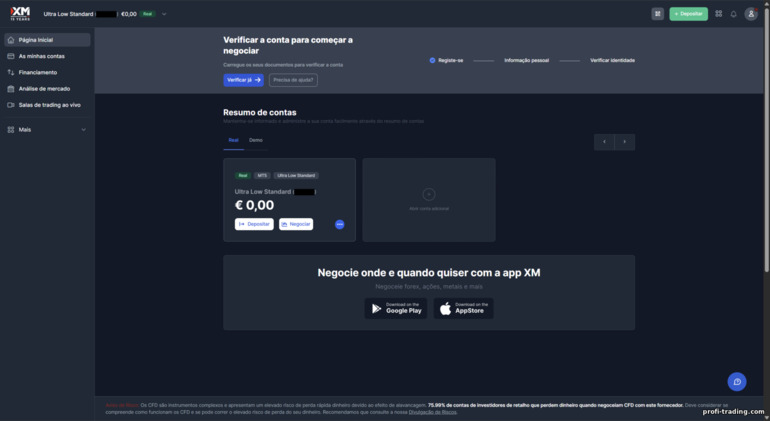 Conta de negociação da XM Conta de negociação da XM